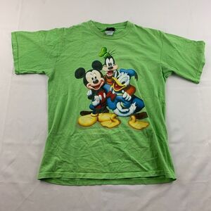 Vintage Disney Mickey & Friends Shirt Mens‎ Size M Goofy Donald Green Big Logo